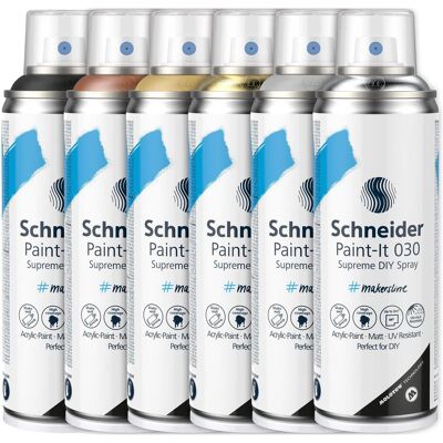 Schneider, Künstlerfarbe + Bastelfarbe, Warenpaket Supreme DIY Spray Paint-It 030 Metallic Set (200 ml) Schneider, Künstlerfarbe + Bastelfarbe, Warenpaket Supreme DIY Spray Paint-It 030 Metallic Set (200 ml)