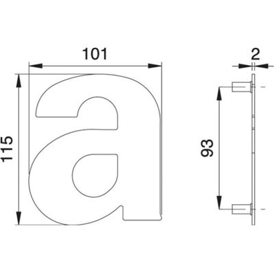EDI, Hausnummer + Türschild, Hausnummer Buchstabe a Edelstahl matt 114 mm Breite 101 mm EDI, Hausnummer + Türschild, Hausnummer Buchstabe a Edelstahl matt 114 mm Breite 101 mm