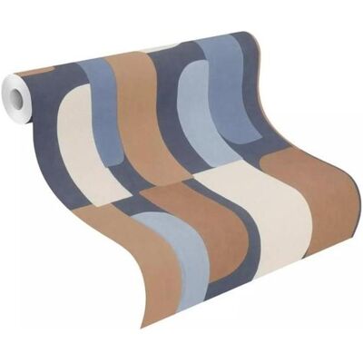 Rasch, Tapete, Vinyltapete Nonwoven Base 330519 Blau Braun Formen Rasch, Tapete, Vinyltapete Nonwoven Base 330519 Blau Braun Formen