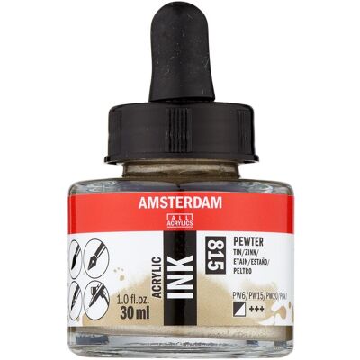 Amsterdam, Künstlerfarbe + Bastelfarbe, Acrylic Ink Bottle 30 ml Pewter 815 (30 ml) Amsterdam, Künstlerfarbe + Bastelfarbe, Acrylic Ink Bottle 30 ml Pewter 815 (30 ml)