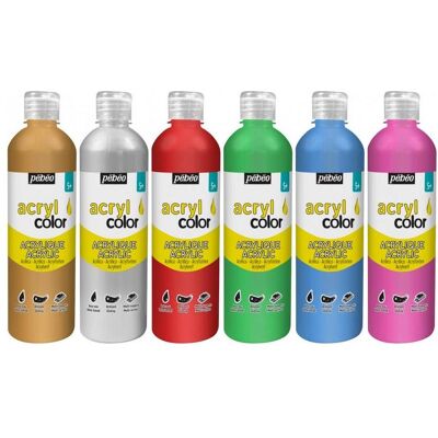 Pebeo, Künstlerfarbe + Bastelfarbe, Acrylcolor Assortiment 6 Flacons "Nacre" (500 ml) Pebeo, Künstlerfarbe + Bastelfarbe, Acrylcolor Assortiment 6 Flacons "Nacre" (500 ml)