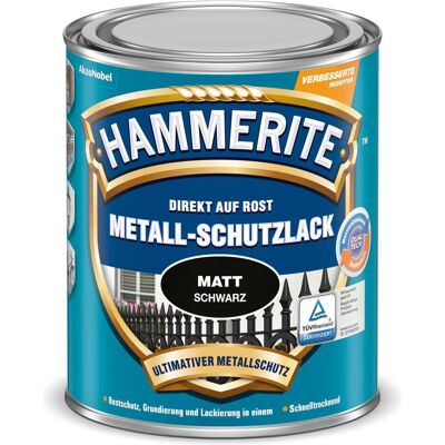 Hammerite, Rostschutz, Metallschutzlack matt schwarz 2,5 l (2500 ml, Schwarz) Hammerite, Rostschutz, Metallschutzlack matt schwarz 2,5 l (2500 ml, Schwarz)