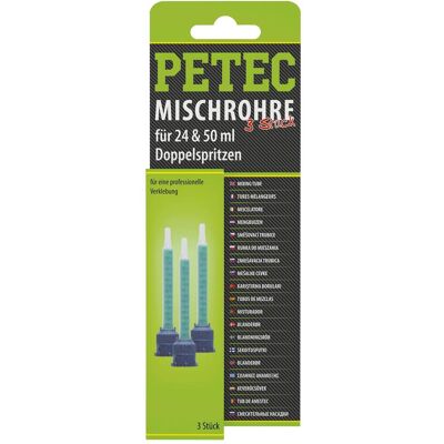 Petec, Zubehör Baustoffe, Mischrohr für 24ml Doppelspritzen & 50ml Dopplekartuschen 3 Stück Petec, Zubehör Baustoffe, Mischrohr für 24ml Doppelspritzen & 50ml Dopplekartuschen 3 Stück