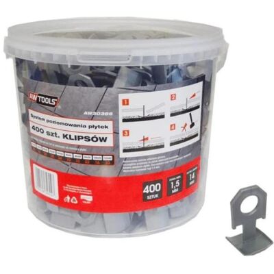 Awtools, Zubehör Verlegematerial, SYSTEM POZIOMOWANIA PŁYTEK STANDARD 1,5mm - 7-15mm - KLIPS 400szt. Awtools, Zubehör Verlegematerial, SYSTEM POZIOMOWANIA PŁYTEK STANDARD 1,5mm - 7-15mm - KLIPS 400szt.