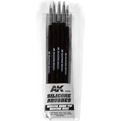 AK Interactive, Pinsel, Set 5 Pinceles De Silicona Dureza Media. Tamaño Medio / Set Of 5 Silicone Brushes Medium Hard Tip Me AK Interactive, Pinsel, Set 5 Pinceles De Silicona Dureza Media. Tamaño Medio / Set Of 5 Silicone Brushes Medium Hard Tip Me