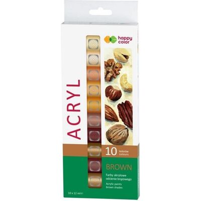 GDD, Künstlerfarbe + Bastelfarbe, Acrylfarben 12 ml 10 Farben braun HAPPY COLOR (12 ml) GDD, Künstlerfarbe + Bastelfarbe, Acrylfarben 12 ml 10 Farben braun HAPPY COLOR (12 ml)