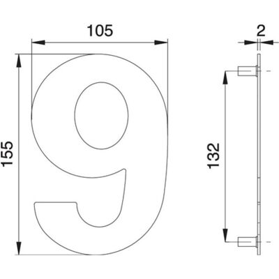 EDI, Hausnummer + Türschild, Hausnummer Ziffer 6 / 9 Edelstahl matt 150 mm Breite 105 mm EDI, Hausnummer + Türschild, Hausnummer Ziffer 6 / 9 Edelstahl matt 150 mm Breite 105 mm
