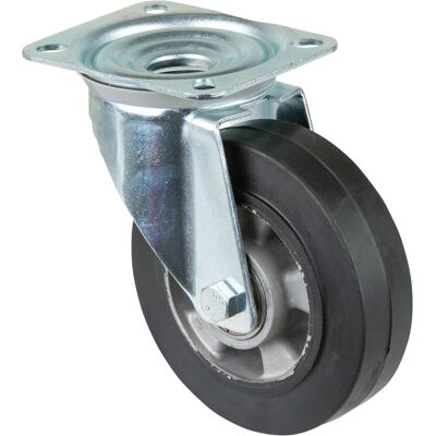 BS Rollen, Möbelrollen, BSRollen Transportgeräte-Lenkrolle, Elastik schwarz, Durchm. 160 mm, Traglast 300 kg, Kugellager, An BS Rollen, Möbelrollen, BSRollen Transportgeräte-Lenkrolle, Elastik schwarz, Durchm. 160 mm, Traglast 300 kg, Kugellager, An
