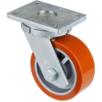 BS Rollen, Möbelrollen, Schwerlast-Lenkrolle D.200mm Trgf.1400kg Guss-PU Platte L200xB160mm BS Rollen, Möbelrollen, Schwerlast-Lenkrolle D.200mm Trgf.1400kg Guss-PU Platte L200xB160mm