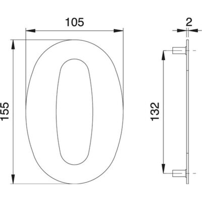 EDI, Hausnummer + Türschild, Hausnummer Ziffer 0 Edelstahl matt 150 mm Breite 105 mm EDI, Hausnummer + Türschild, Hausnummer Ziffer 0 Edelstahl matt 150 mm Breite 105 mm