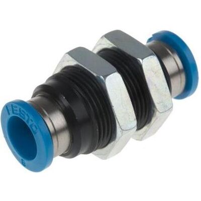 Festo, Zubehör Befestigungstechnik, Push-in Bulkhead Connector, 8mm Festo, Zubehör Befestigungstechnik, Push-in Bulkhead Connector, 8mm