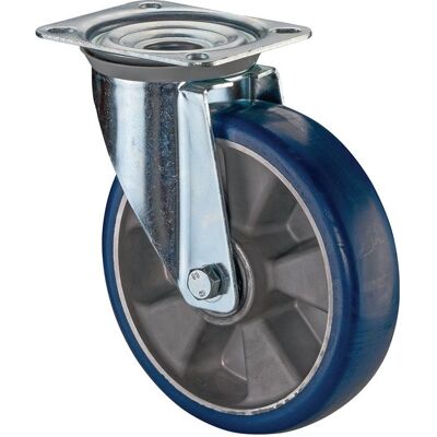 BS Rollen, Möbelrollen, Lenkrolle D.200mm Trgf.800kg Lenkrollen PU Platte L138xB109mm Farbe Rl.blau BS Rollen, Möbelrollen, Lenkrolle D.200mm Trgf.800kg Lenkrollen PU Platte L138xB109mm Farbe Rl.blau