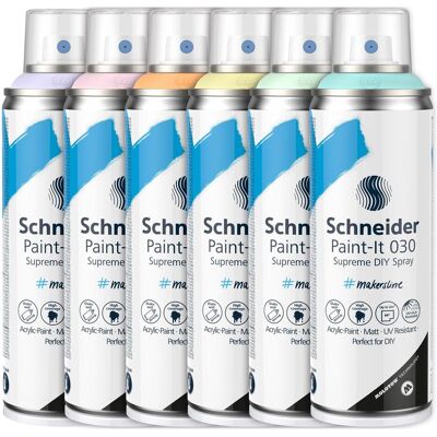 Schneider, Künstlerfarbe + Bastelfarbe, Warenpaket Supreme DIY Spray Paint-It 030 Pastel Set (200 ml) Schneider, Künstlerfarbe + Bastelfarbe, Warenpaket Supreme DIY Spray Paint-It 030 Pastel Set (200 ml)