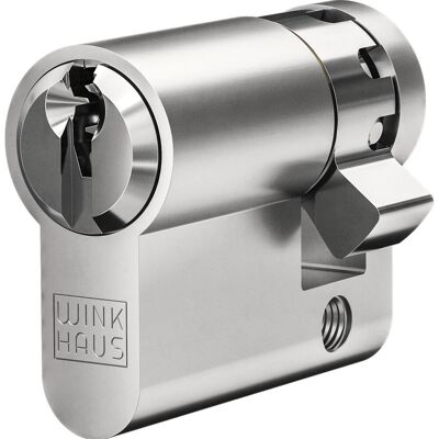 Winkhaus, Türschloss + Schliesszylinder, Einbauhalbzylinder AZ LP 30 mm, Schliesszylinder Messing vernickelt matt (Profilzylinder) Winkhaus, Türschloss + Schliesszylinder, Einbauhalbzylinder AZ LP 30 mm, Schliesszylinder Messing vernickelt matt (Profilzylinder)