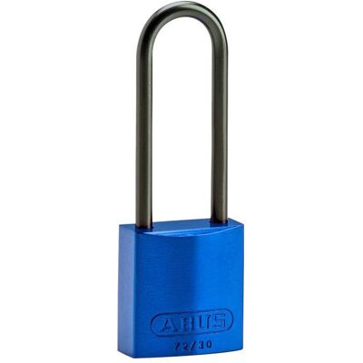 Brady, Vorhängeschloss, Kompaktes Aluminiumvorhängeschloss, Blau, 75 mm Bügelhöhe, Bügel aus Aluminium, Bügeldurchme Brady, Vorhängeschloss, Kompaktes Aluminiumvorhängeschloss, Blau, 75 mm Bügelhöhe, Bügel aus Aluminium, Bügeldurchme