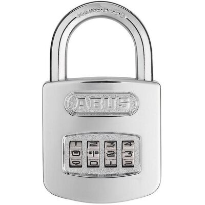 Abus, Vorhängeschloss, Zahlenschloss 160/50 - Vorhängeschloss in hochglanz-verchromter Optik - mit individuell einstel Abus, Vorhängeschloss, Zahlenschloss 160/50 - Vorhängeschloss in hochglanz-verchromter Optik - mit individuell einstel