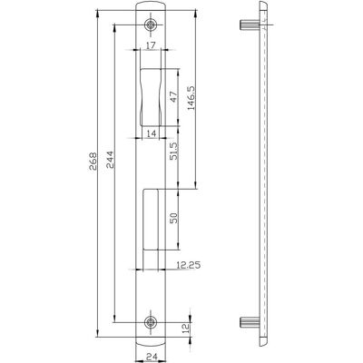 BKS, Türgriff + Türgarnitur, Schliessblech U-Stulp 6 mm Türbeschlag 268 x 24 mm universal Edelstahl (Türschildgarnitur) BKS, Türgriff + Türgarnitur, Schliessblech U-Stulp 6 mm Türbeschlag 268 x 24 mm universal Edelstahl (Türschildgarnitur)