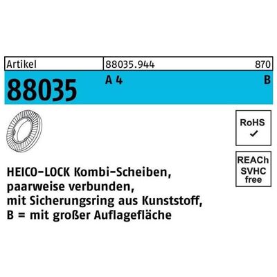 Heico, Muttern + Unterlegscheiben, Kombischeibe R 88035 HKB- 8S A 4 Heico, Muttern + Unterlegscheiben, Kombischeibe R 88035 HKB- 8S A 4
