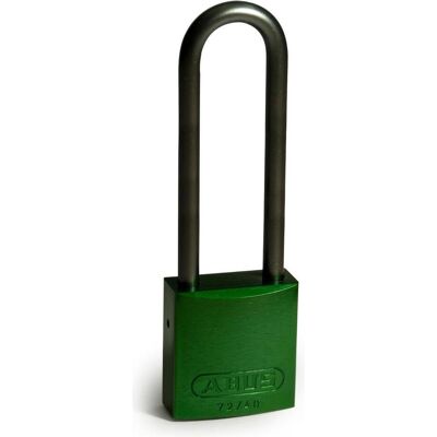 Brady, Vorhängeschloss, Aluminiumvorhängeschloss, Grün, 75mm Bügelhöhe, Bügel aus Aluminium, Bügeldurchmesser 6,5mm Brady, Vorhängeschloss, Aluminiumvorhängeschloss, Grün, 75mm Bügelhöhe, Bügel aus Aluminium, Bügeldurchmesser 6,5mm