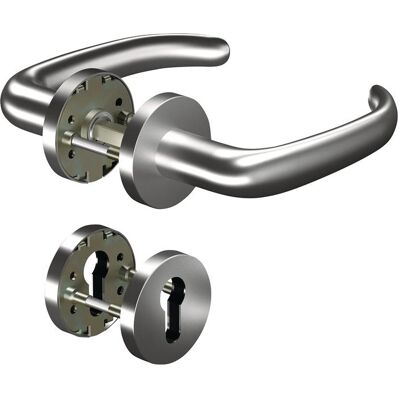 Ogro, Türgriff + Türgarnitur, Feuerschutzgarnitur CORE+8999/6501/6612 Edelstahl ER D/D für Türstärke 38 - 63 mm PZ rund DIN lin... (Türrosette) Ogro, Türgriff + Türgarnitur, Feuerschutzgarnitur CORE+8999/6501/6612 Edelstahl ER D/D für Türstärke 38 - 63 mm PZ rund DIN lin... (Türrosette)
