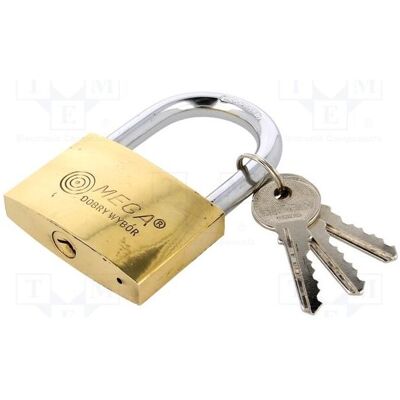 Mega, Vorhängeschloss, Padlock. brass, reinforced, hardened for 63 mm shackles Mega, Vorhängeschloss, Padlock. brass, reinforced, hardened for 63 mm shackles