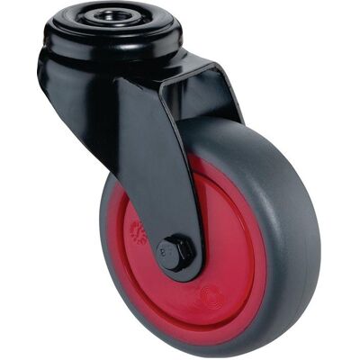 BS Rollen, Möbelrollen, Lenkrolle Rad-Ø 50 mm Tragfähigkeit 50 kg mit Rückenloch Kugellager Gummi grau BS Rollen, Möbelrollen, Lenkrolle Rad-Ø 50 mm Tragfähigkeit 50 kg mit Rückenloch Kugellager Gummi grau
