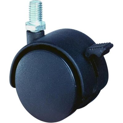 BS Rollen, Möbelrollen, Kunststoffdoppelrolle mit Feststeller Rad-Ø 50 mm Tragfähigkeit 40 kg M10 Polyamid schwarz RAL 9005 BS Rollen, Möbelrollen, Kunststoffdoppelrolle mit Feststeller Rad-Ø 50 mm Tragfähigkeit 40 kg M10 Polyamid schwarz RAL 9005