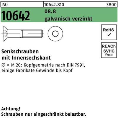 Nobrand M20 x 55mm Stahl Sechskantschraube - ISO 10642 - Verzinkt Nobrand M20 x 55mm Stahl Sechskantschraube - ISO 10642 - Verzinkt