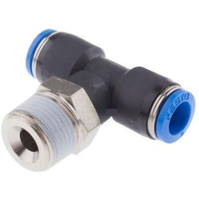 Festo, Zubehör Befestigungstechnik, Push in T Connector, Male R3/8, 8mm Festo, Zubehör Befestigungstechnik, Push in T Connector, Male R3/8, 8mm