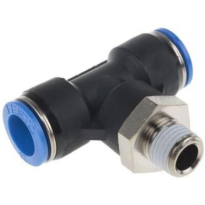 Festo, Zubehör Befestigungstechnik, Push in T Connector, Male R1/4, 12mm Festo, Zubehör Befestigungstechnik, Push in T Connector, Male R1/4, 12mm