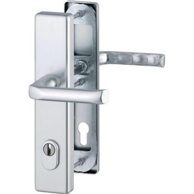 Hoppe, Türgriff + Türgarnitur, Schutzgarnitur London 113/2222ZA/2210 Aluminium F1 92 mm 67-72 mm (Türgriff) Hoppe, Türgriff + Türgarnitur, Schutzgarnitur London 113/2222ZA/2210 Aluminium F1 92 mm 67-72 mm (Türgriff)