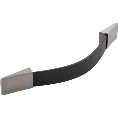 Furnipart, Möbelgriff, Griff Safari LA 160/192, Breite 224 mm, Leder schwarz/Sockel ZN Edelstahl Effekt Furnipart, Möbelgriff, Griff Safari LA 160/192, Breite 224 mm, Leder schwarz/Sockel ZN Edelstahl Effekt