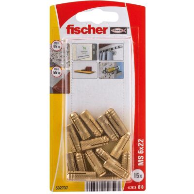 Fischer, Dübel, Messingdübel MS 6x22 K (15 Stk.) Fischer, Dübel, Messingdübel MS 6x22 K (15 Stk.)