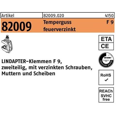 Lindapter Klemme 82009 F 9 M20 - Klemme Lindapter Klemme 82009 F 9 M20 - Klemme