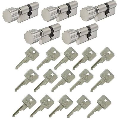 Abus, Türschloss + Schliesszylinder, 5er A93 A30/K30 Knaufzylinder gl. + 15 Schl. Abus, Türschloss + Schliesszylinder, 5er A93 A30/K30 Knaufzylinder gl. + 15 Schl.