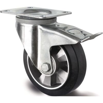 Tecwerk, Möbelrollen, Schwerlastlenkrolle Rad-Ø 200 mm Tragfähigkeit 500 kg Totalfeststeller Elastikgummi Bauhöhe 245 mm Tecwerk, Möbelrollen, Schwerlastlenkrolle Rad-Ø 200 mm Tragfähigkeit 500 kg Totalfeststeller Elastikgummi Bauhöhe 245 mm