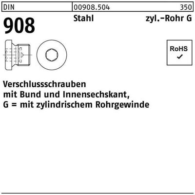SanDisk Zubehör Befestigungstechnik, DIN 908 Verschlussschraube VG 1 1/4"" Stahl 5.8 blank Innensechskant mit Bund SanDisk Zubehör Befestigungstechnik, DIN 908 Verschlussschraube VG 1 1/4"" Stahl 5.8 blank Innensechskant mit Bund