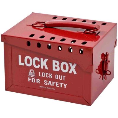 Brady, Vorhängeschloss, Extra grosse Metall LockBox, mit 12 Schlosslöchern, Rot, 152,4 x 187,32 x 235mm (1 Stück) Brady, Vorhängeschloss, Extra grosse Metall LockBox, mit 12 Schlosslöchern, Rot, 152,4 x 187,32 x 235mm (1 Stück)