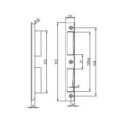 Magni, Türgriff + Türgarnitur, Format 4012432900021 – w-schlieñbl. 170 x 20 x 8 mEinl. o. Befw. Edels. (Schliessblech) Magni, Türgriff + Türgarnitur, Format 4012432900021 – w-schlieñbl. 170 x 20 x 8 mEinl. o. Befw. Edels. (Schliessblech)