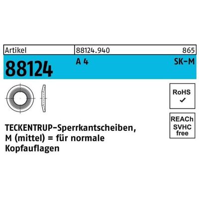 Teckentrup, Muttern + Unterlegscheiben, Sperrkantscheibe R 88124 M 6x14,2 x1,4 A 4 (M6) Teckentrup, Muttern + Unterlegscheiben, Sperrkantscheibe R 88124 M 6x14,2 x1,4 A 4 (M6)
