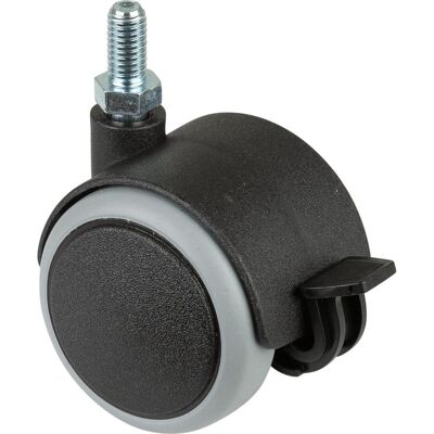 BS Rollen, Möbelrollen, Kunststoffdoppelrolle mit Feststeller Rad-Ø 50 mm Tragfähigkeit 50 kg M8 Kunststoff grau BS Rollen, Möbelrollen, Kunststoffdoppelrolle mit Feststeller Rad-Ø 50 mm Tragfähigkeit 50 kg M8 Kunststoff grau
