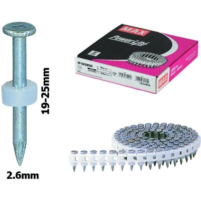 Max, Nägel, NCP92177 Stift auf Rolle für HN25C - 2,6x19mm (19 mm) Max, Nägel, NCP92177 Stift auf Rolle für HN25C - 2,6x19mm (19 mm)