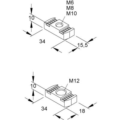 Niedax, Muttern + Unterlegscheiben, Gleitmutter (M10) Niedax, Muttern + Unterlegscheiben, Gleitmutter (M10)