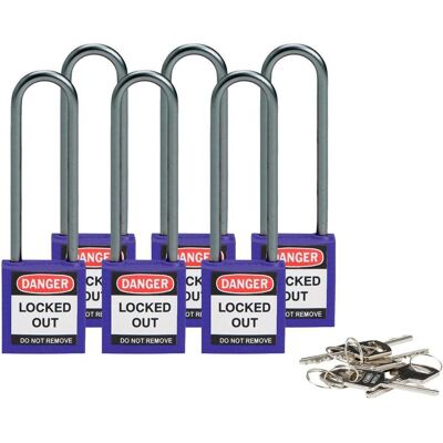 Brady, Vorhängeschloss, kompaktes Sicherheitsschloss Nylon, Violett, 75mm Bügelhöhe, 4,7mm Aluminium-Schliessbügel (K Brady, Vorhängeschloss, kompaktes Sicherheitsschloss Nylon, Violett, 75mm Bügelhöhe, 4,7mm Aluminium-Schliessbügel (K