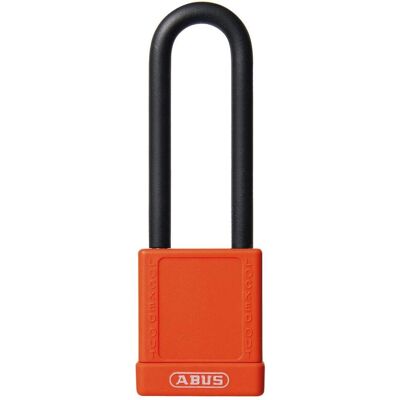 Brady, Vorhängeschloss, Hochsicherheitsschloss, Aluminiumschloss mit Nylonschutz, mit Stahlbügel, Orange, 75mm Bügel Brady, Vorhängeschloss, Hochsicherheitsschloss, Aluminiumschloss mit Nylonschutz, mit Stahlbügel, Orange, 75mm Bügel