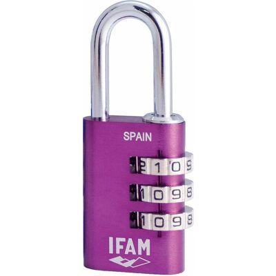 Banbu, Vorhängeschloss, Ifam Kombinationsschloss Ifam Combi30 Aluminium Violett Banbu, Vorhängeschloss, Ifam Kombinationsschloss Ifam Combi30 Aluminium Violett