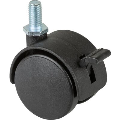 BS Rollen, Möbelrollen, Kunststoffdoppelrolle mit Feststeller Rad-Ø 40 mm Tragfähigkeit 30 kg M8 Polyamid schwarz RAL 9005 BS Rollen, Möbelrollen, Kunststoffdoppelrolle mit Feststeller Rad-Ø 40 mm Tragfähigkeit 30 kg M8 Polyamid schwarz RAL 9005