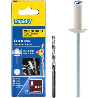 Rapid, Nieten, Weisse Blindniete Ø 4,0 x 10 mm Rapid, Nieten, Weisse Blindniete Ø 4,0 x 10 mm