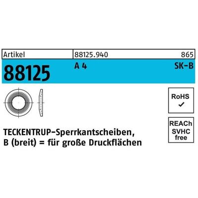 Teckentrup, Muttern + Unterlegscheiben, Sperrkantscheibe R 88125 B 6x18,2 x1,4 A 4 Teckentrup, Muttern + Unterlegscheiben, Sperrkantscheibe R 88125 B 6x18,2 x1,4 A 4