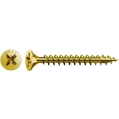 Spax, Schrauben, Senkmultikopf Kreuzschlitz Z2 Vollgewinde Yellox (500 Schrauben pro Stück, 4 x 45 mm) Spax, Schrauben, Senkmultikopf Kreuzschlitz Z2 Vollgewinde Yellox (500 Schrauben pro Stück, 4 x 45 mm)